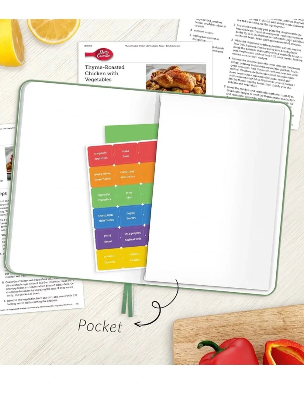 Green Recipe Journal Hardcover Notebook - Recipe New write in your own recipes